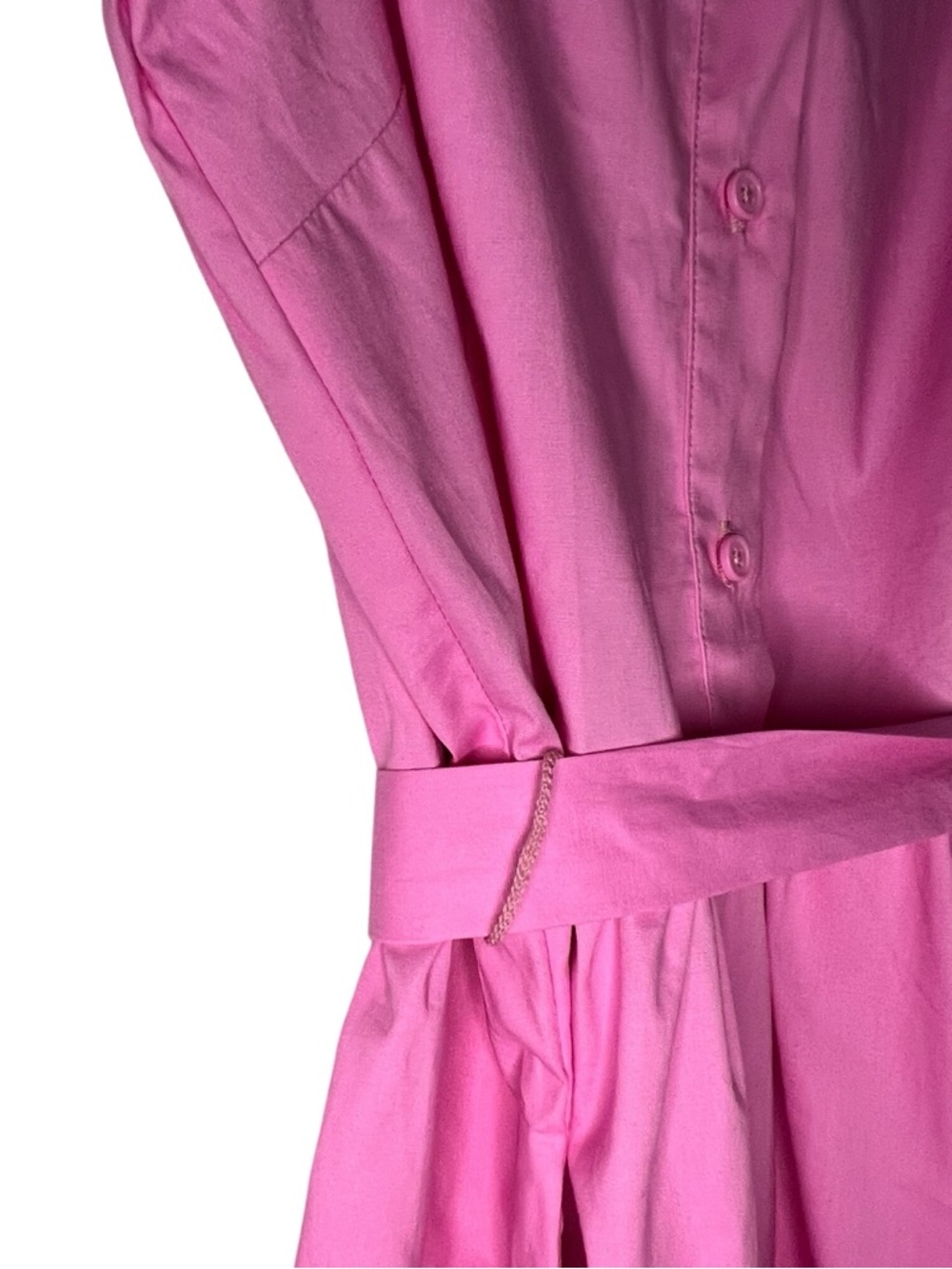Maggy London Vibrant Pink Sleeveless Maxi Shirt Dress with Belt - Picture 6 of 15